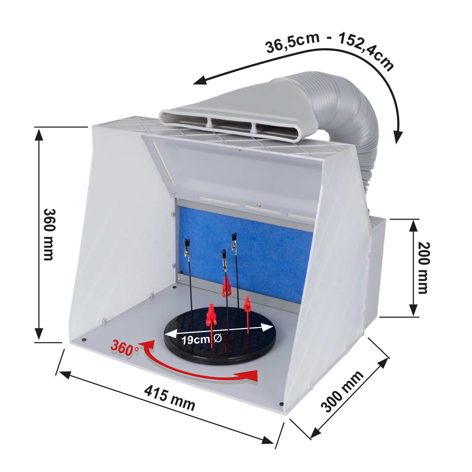 Profi-AirBrush Absauganlage für Farbnebel HOBBY 2, mit LED