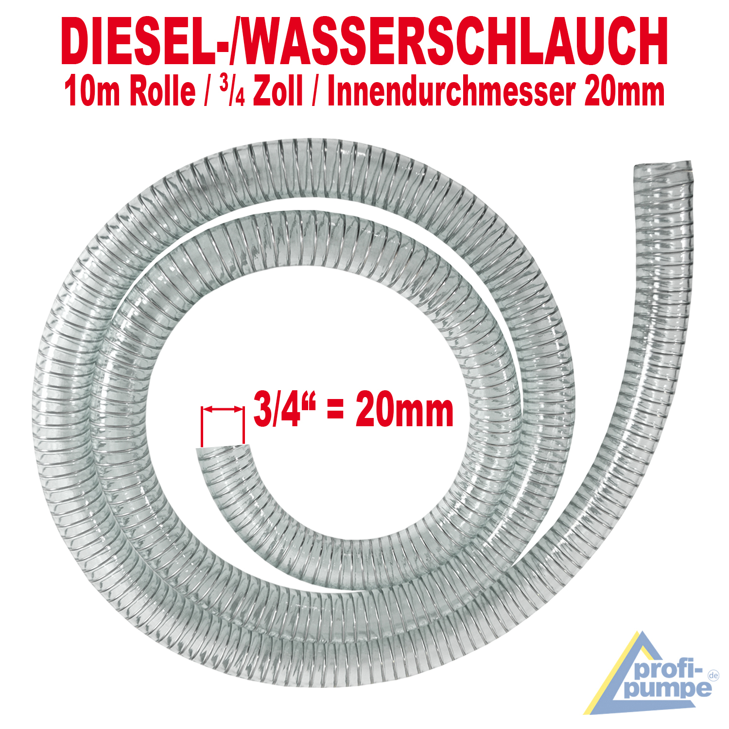 Diesel-Spiralschlauch 3/4", Länge 10m