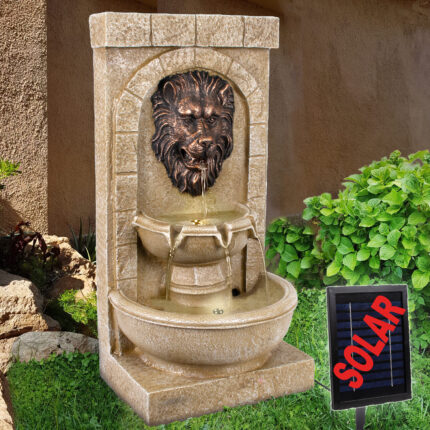 Solar GARTEN- & WANDBRUNNEN "LÖWENHERZ" mit LED-Licht